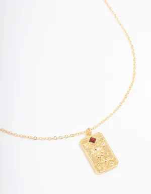 Gold Plated July Birth Month Flower Pendant Necklace