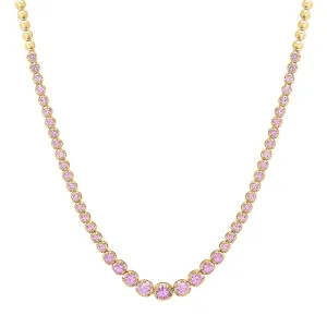 Graduated Pink Sapphire Tennis Necklace