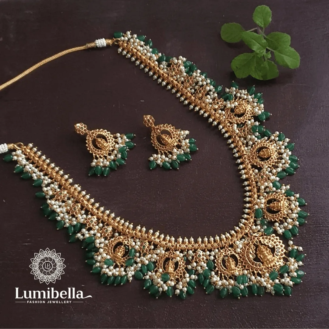 Green Pearl Lakshmi Long Haram