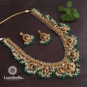 Green Pearl Lakshmi Long Haram