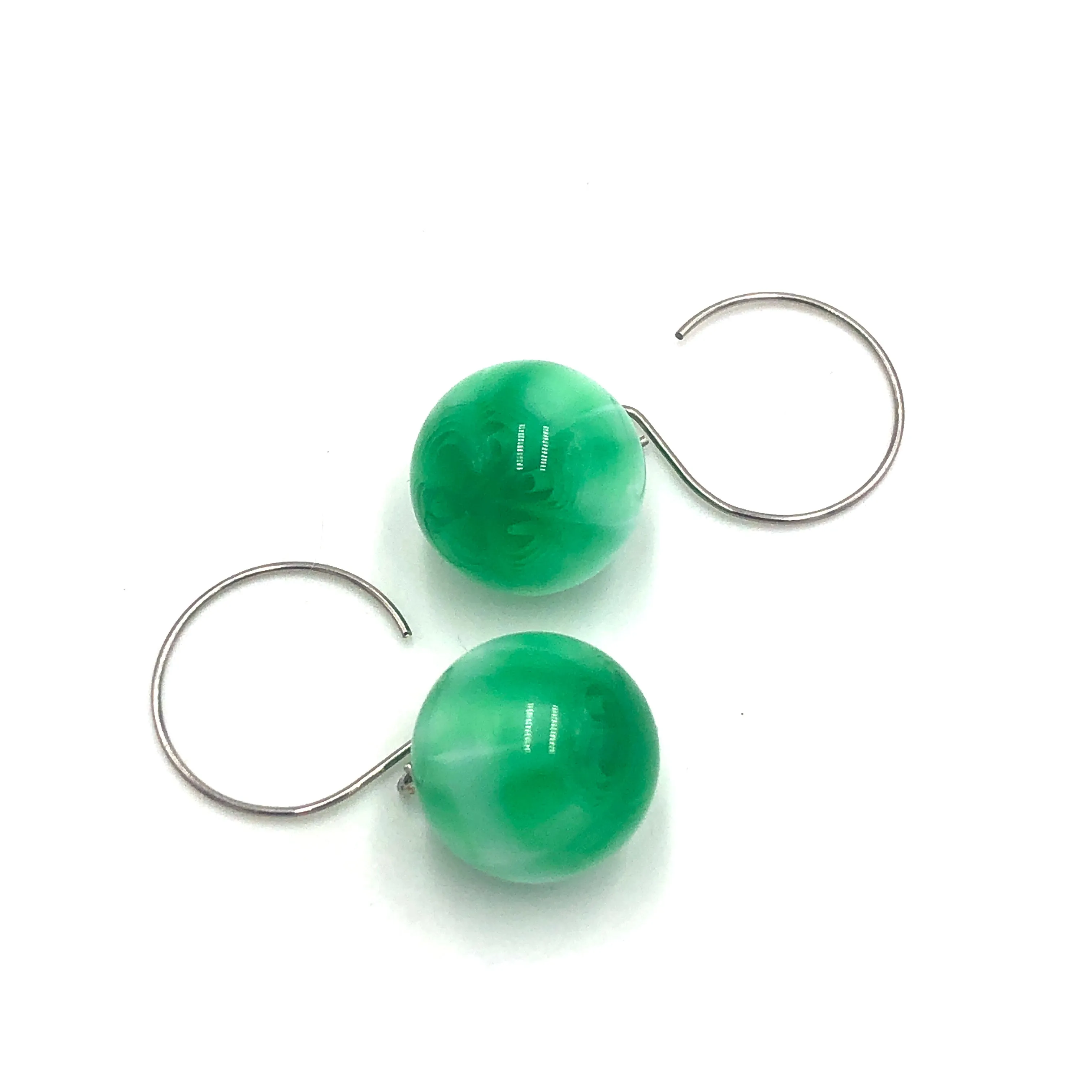 Green Stripe Moonglow Jumbo Ball Drop Earrings