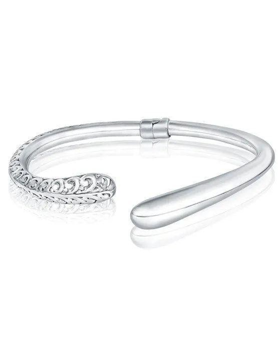 Half Paisley Sterling Silver Open Bangle