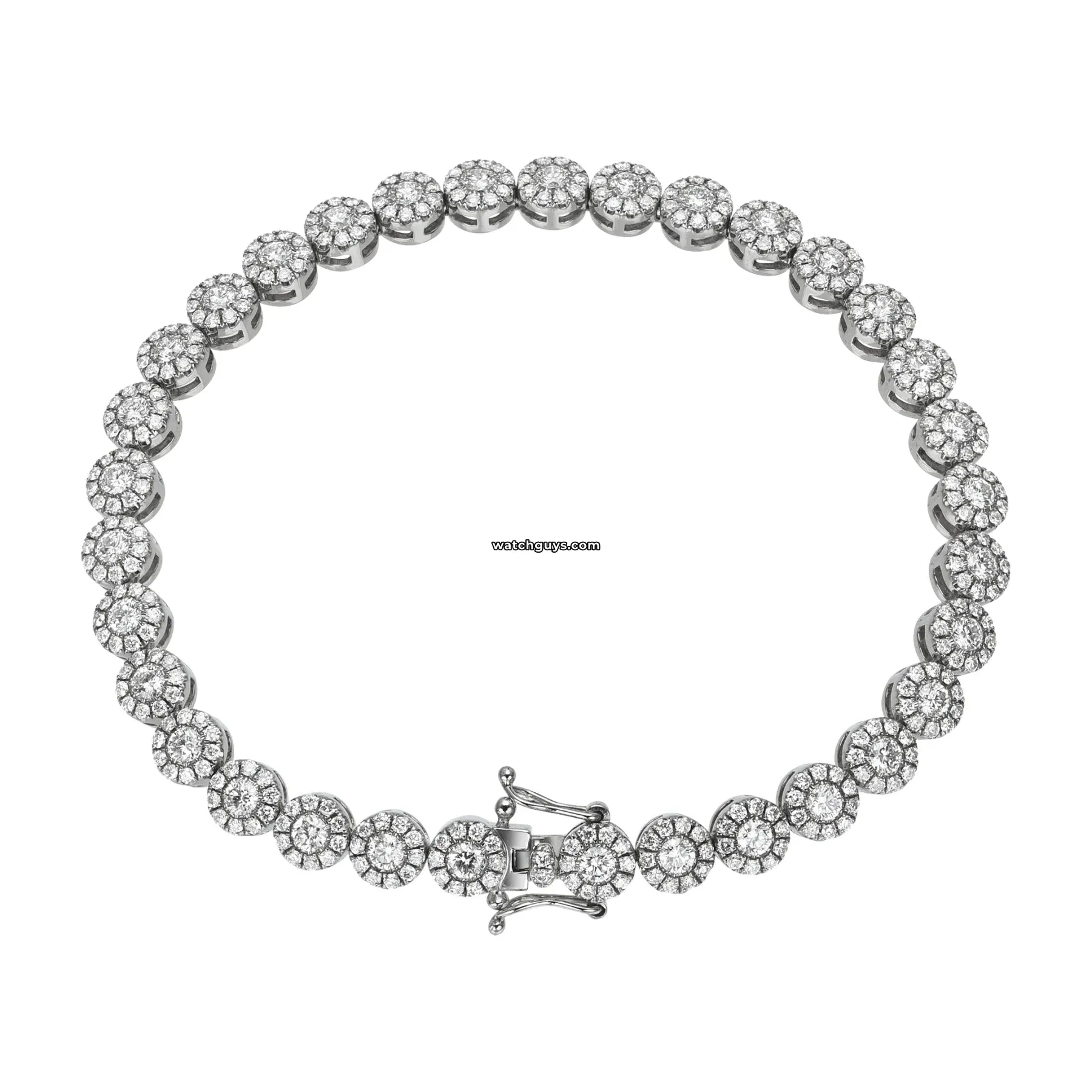 Halo Diamond Tennis Bracelet 5.00 Carat TW 18k White Gold