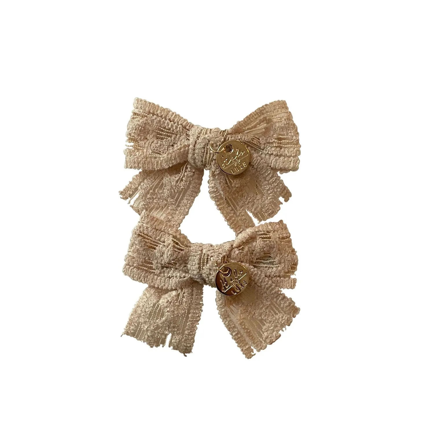 Halo Luxe Isla Lace Knit Bow Double Clip - Linen