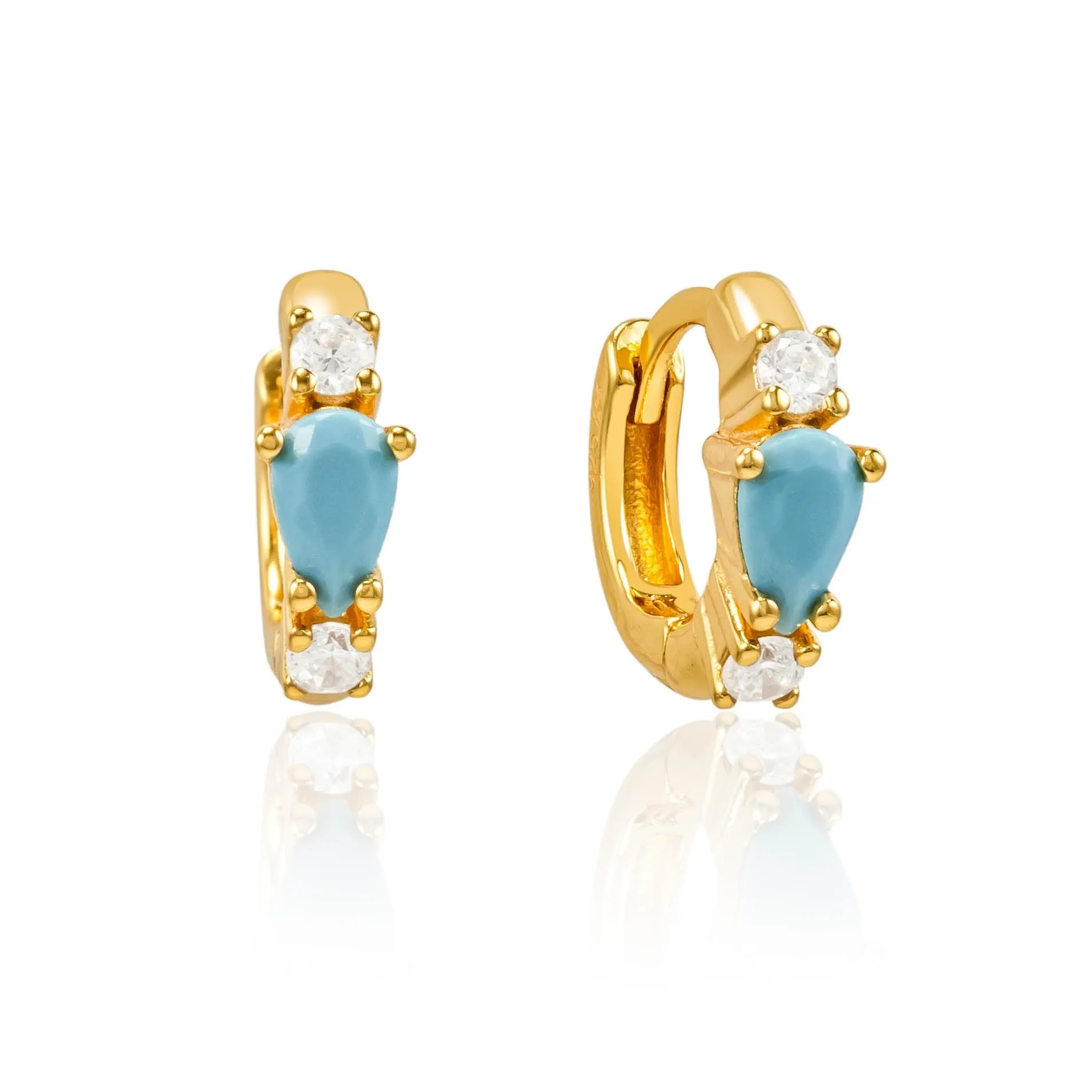 Harper Turquoise Gold Huggie Earrings