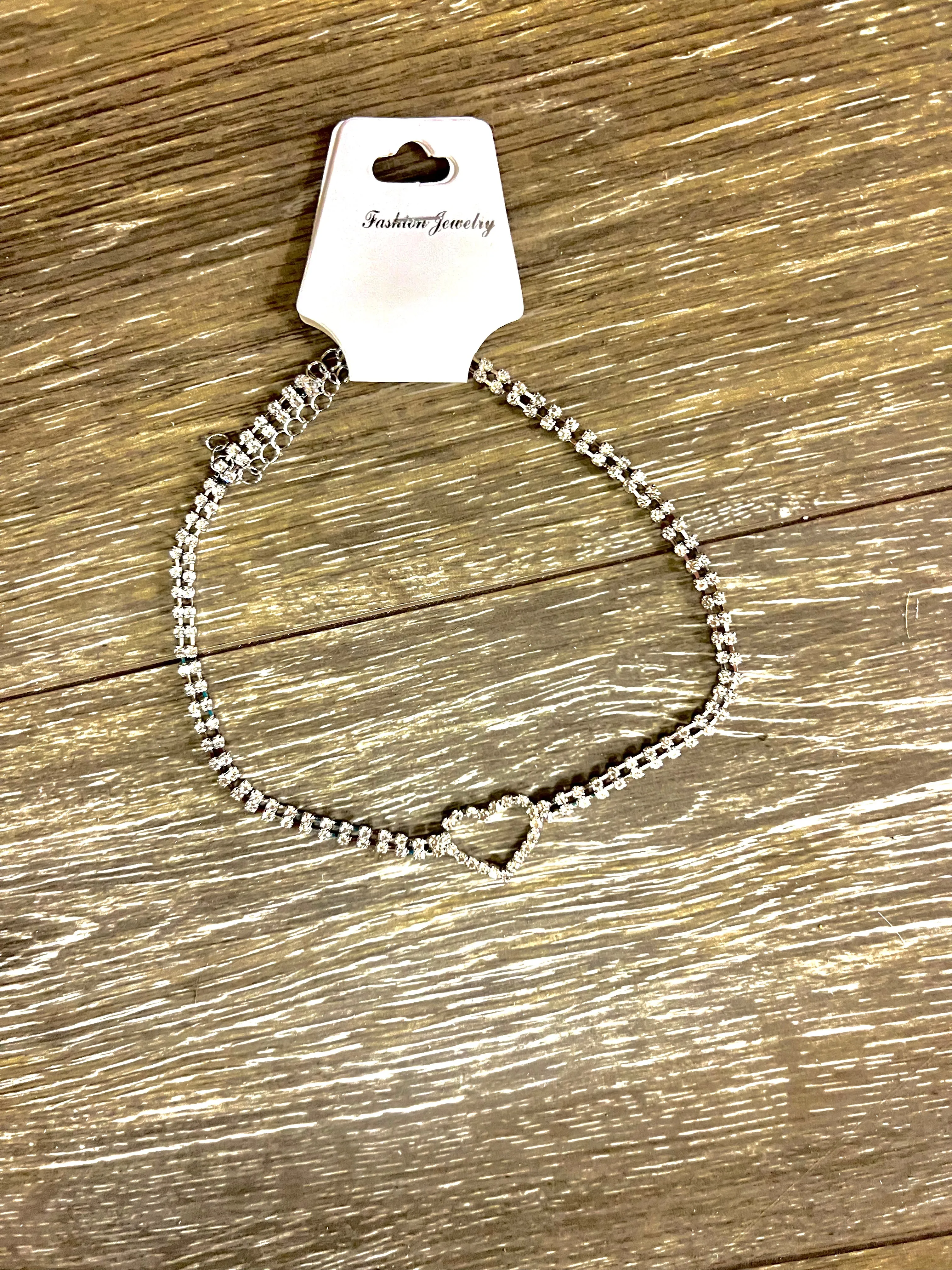 Heart rhinestone choker