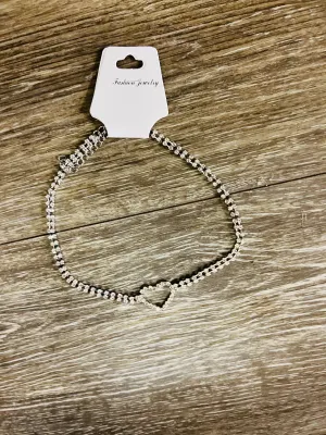 Heart rhinestone choker