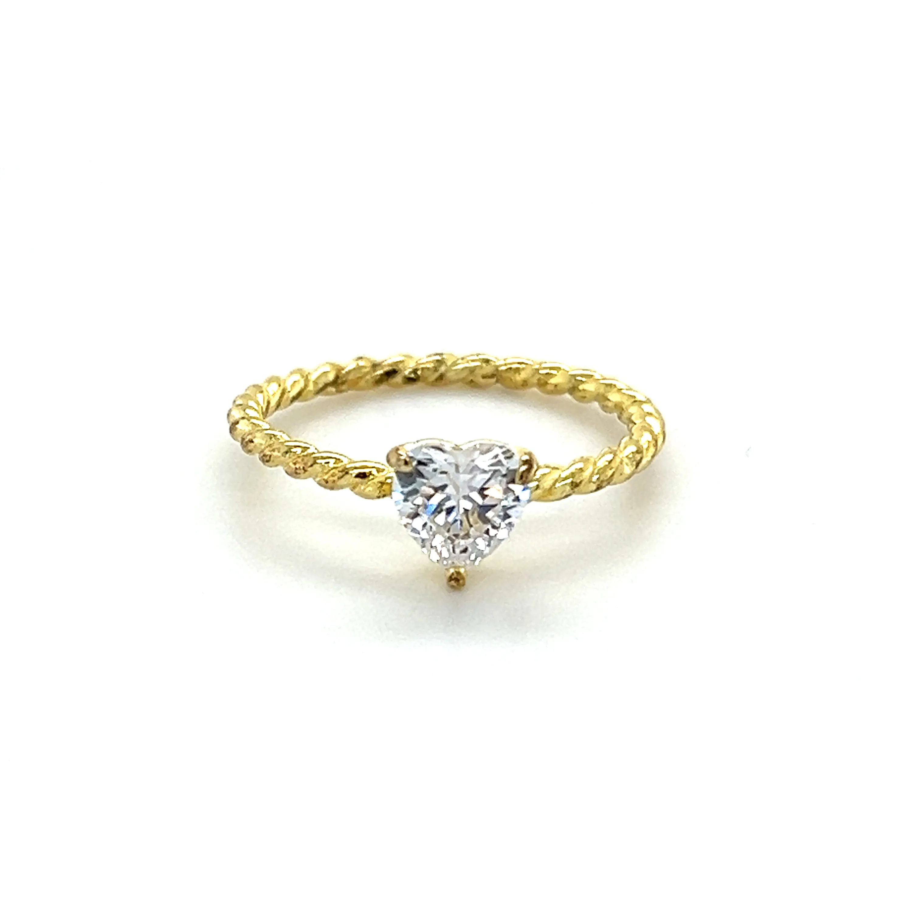 Heart Solitaire on Twisted Band Ring