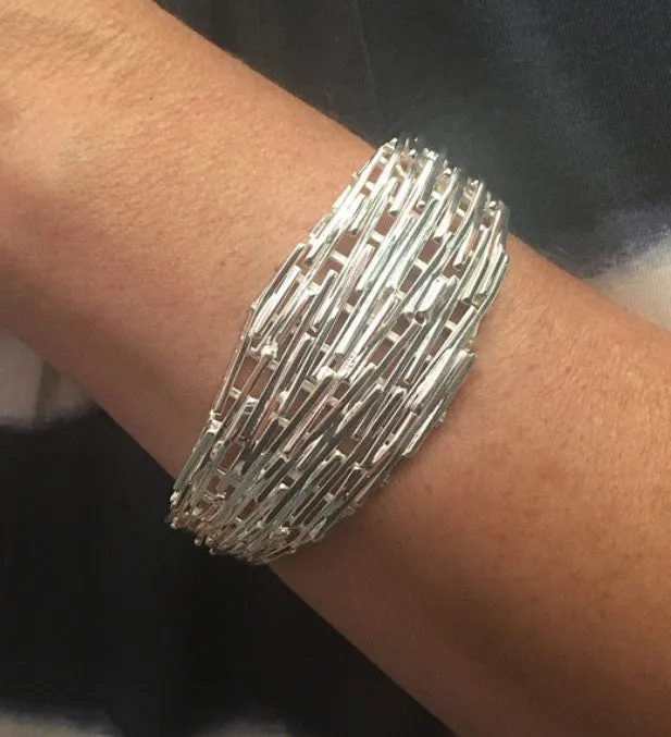 Heavy Silver Shards Cuff Bangle