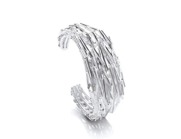 Heavy Silver Shards Cuff Bangle