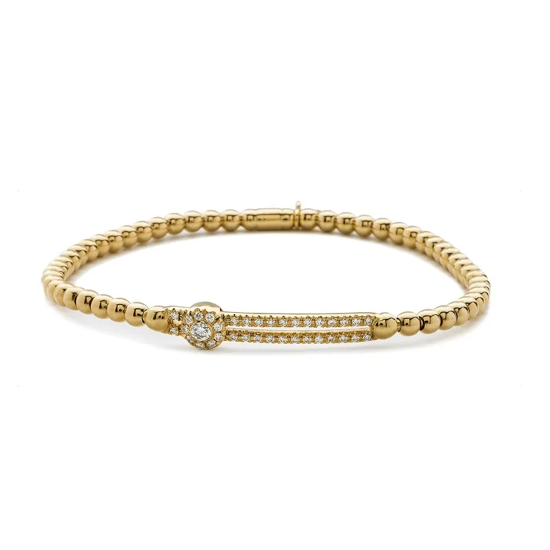 Hulchi Belluni 18K Yellow Gold One Circle Diamond Tresore Stretch Bracelet