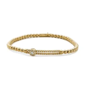 Hulchi Belluni 18K Yellow Gold One Circle Diamond Tresore Stretch Bracelet