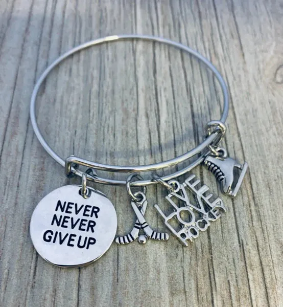 Ice Hockey Bracelet with an Inspirational Charm