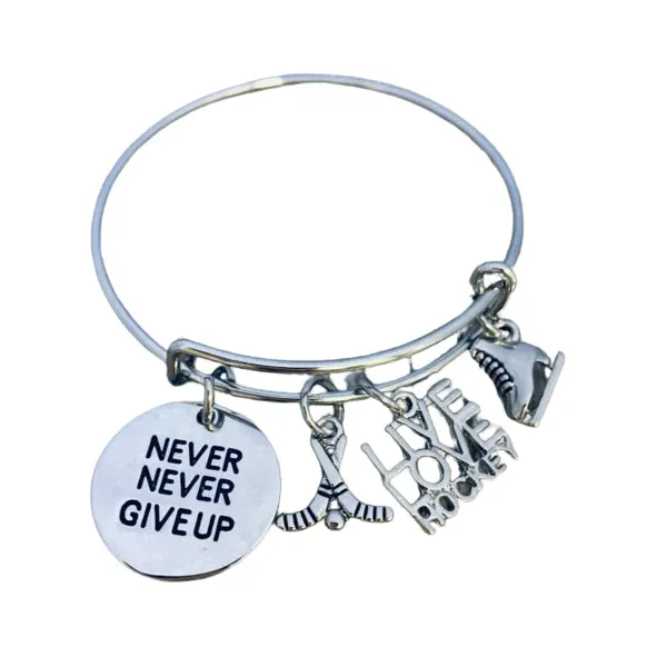 Ice Hockey Bracelet with an Inspirational Charm