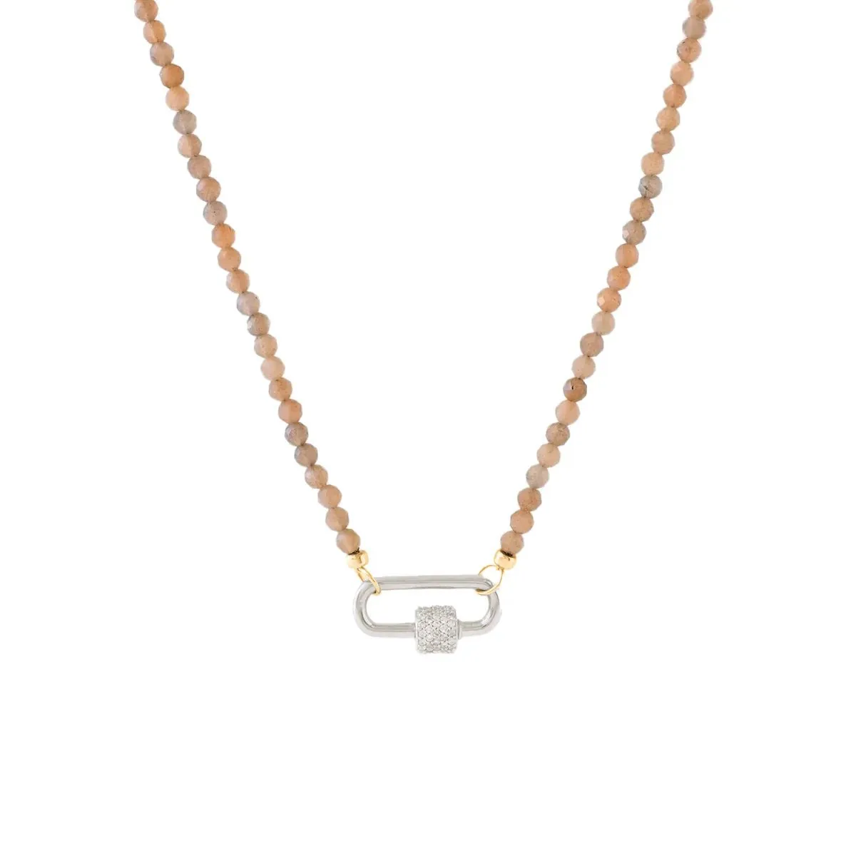 ICONIC BEADED OPEN ENDED NECKLACE - CHAI MOONSTONE & GOLD - CHOOSE CONNECTOR