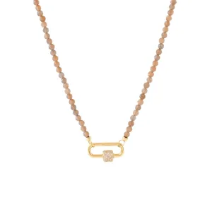 ICONIC BEADED OPEN ENDED NECKLACE - CHAI MOONSTONE & GOLD - CHOOSE CONNECTOR