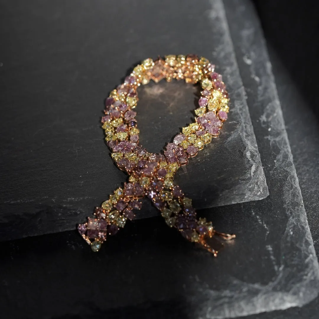 INFINITY - 18K Rose Yellow Gold Pink and Yellow Diamond Bracelet