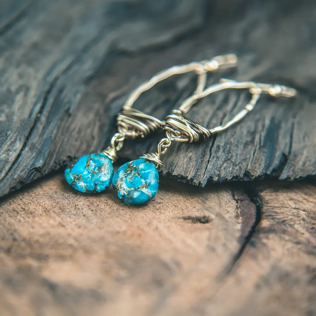 Inner Beauty: Turquoise Gold and Bronze Teardrop Earrings