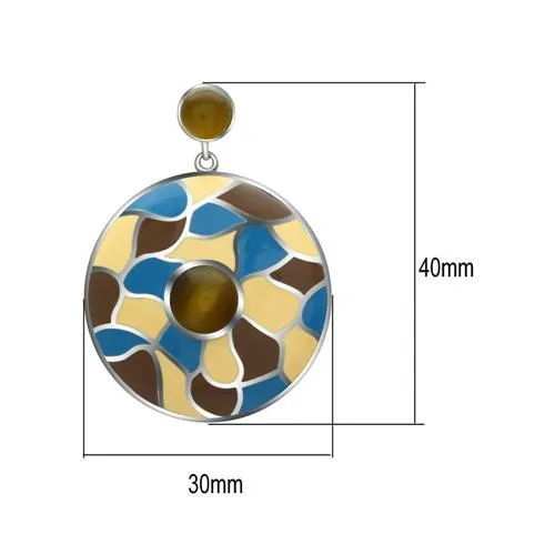 IP Rose Gold(Ion Plating) Stainless Steel Earrings with Synthetic Turquoise in Sea Blue for Women Sea Blue Stone Color Style TK2814