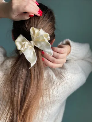 Ivory hair bow, girls hair bow