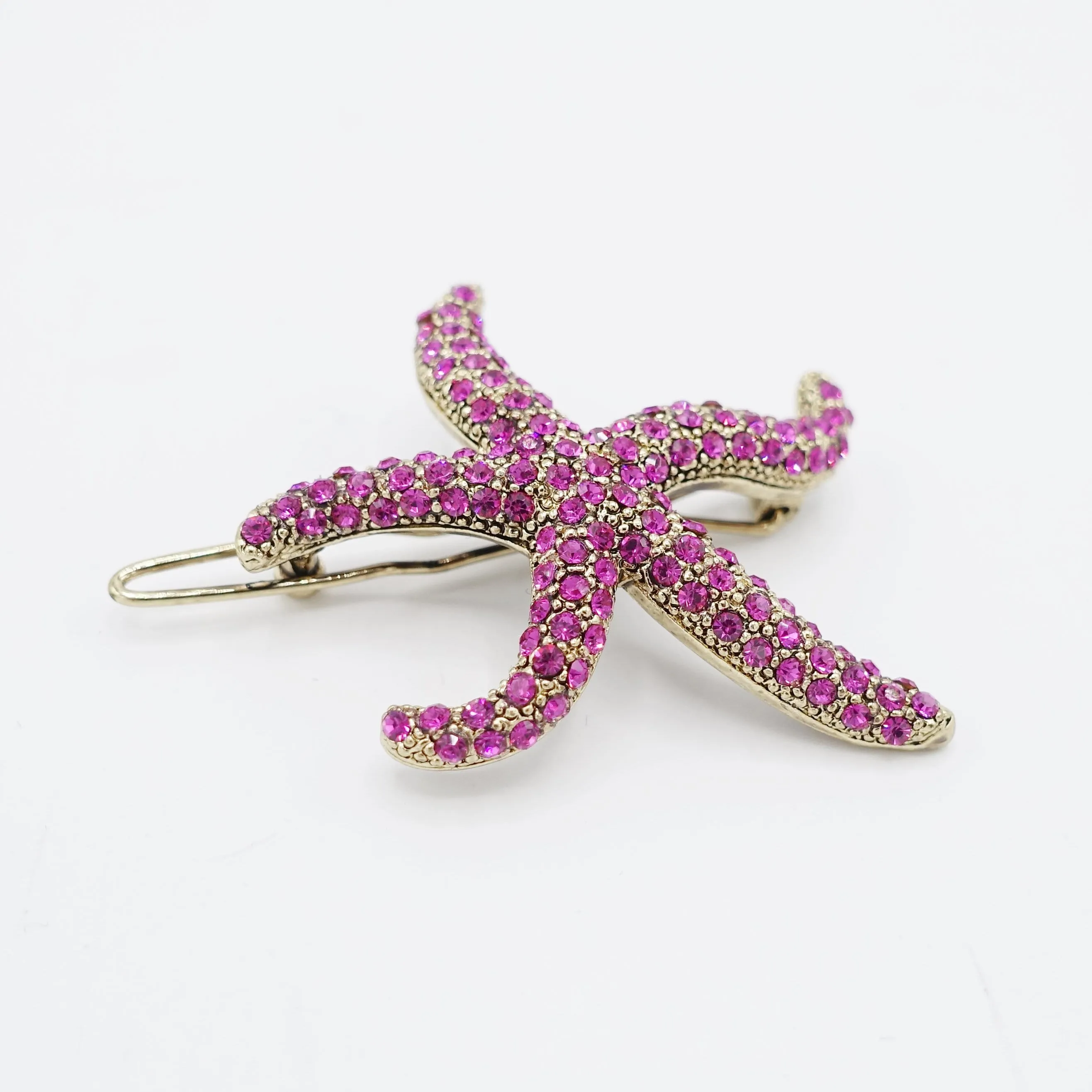 jewel rhinestone embellished star fish side hair clip cute women hair accessory