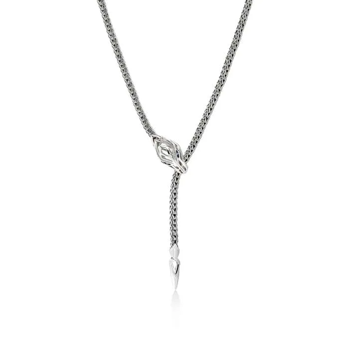 John Hardy Naga Lariat Necklace with Diamonds and Sapphires in Sterling Silver