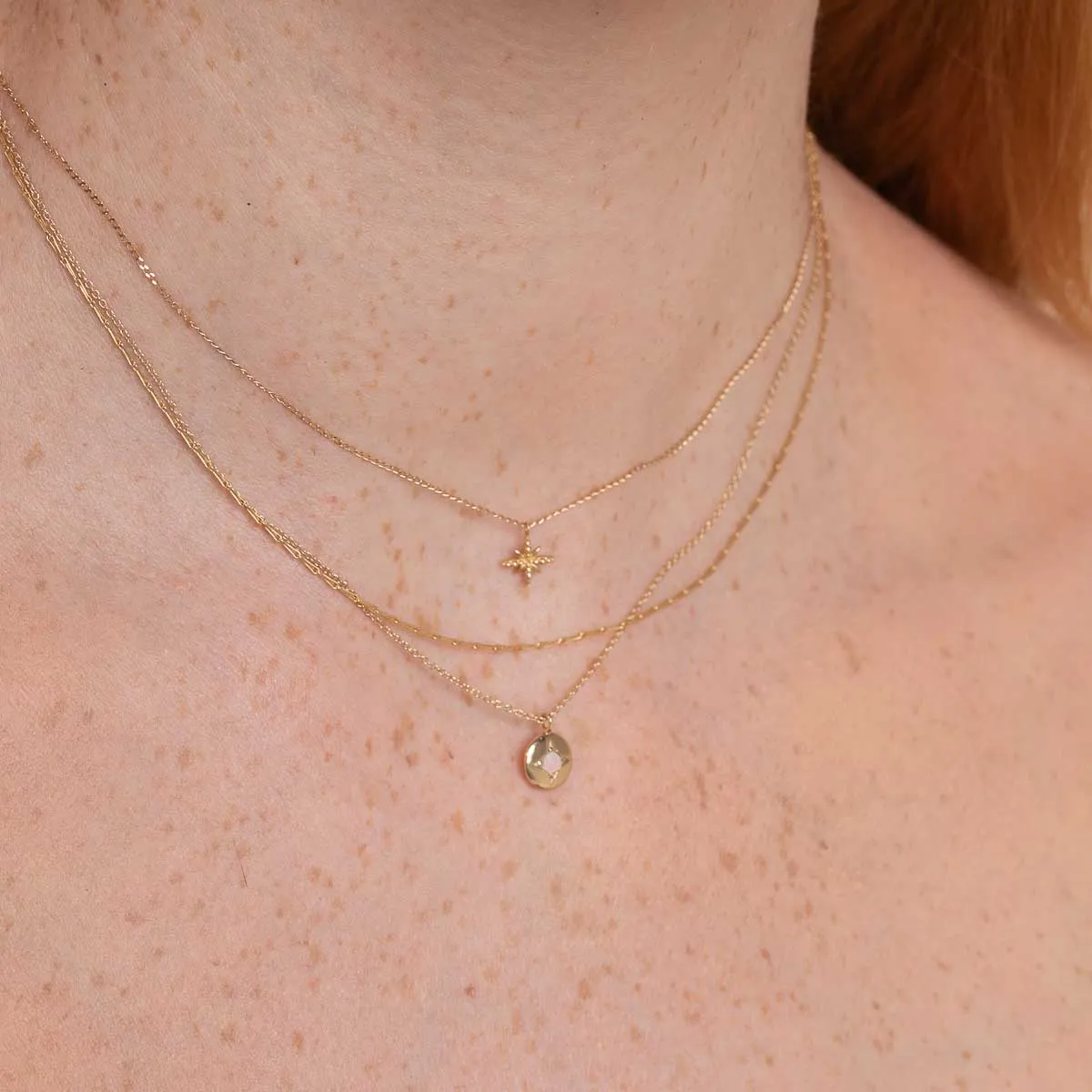 June Moonstone Birthstone Necklace in Solid Gold