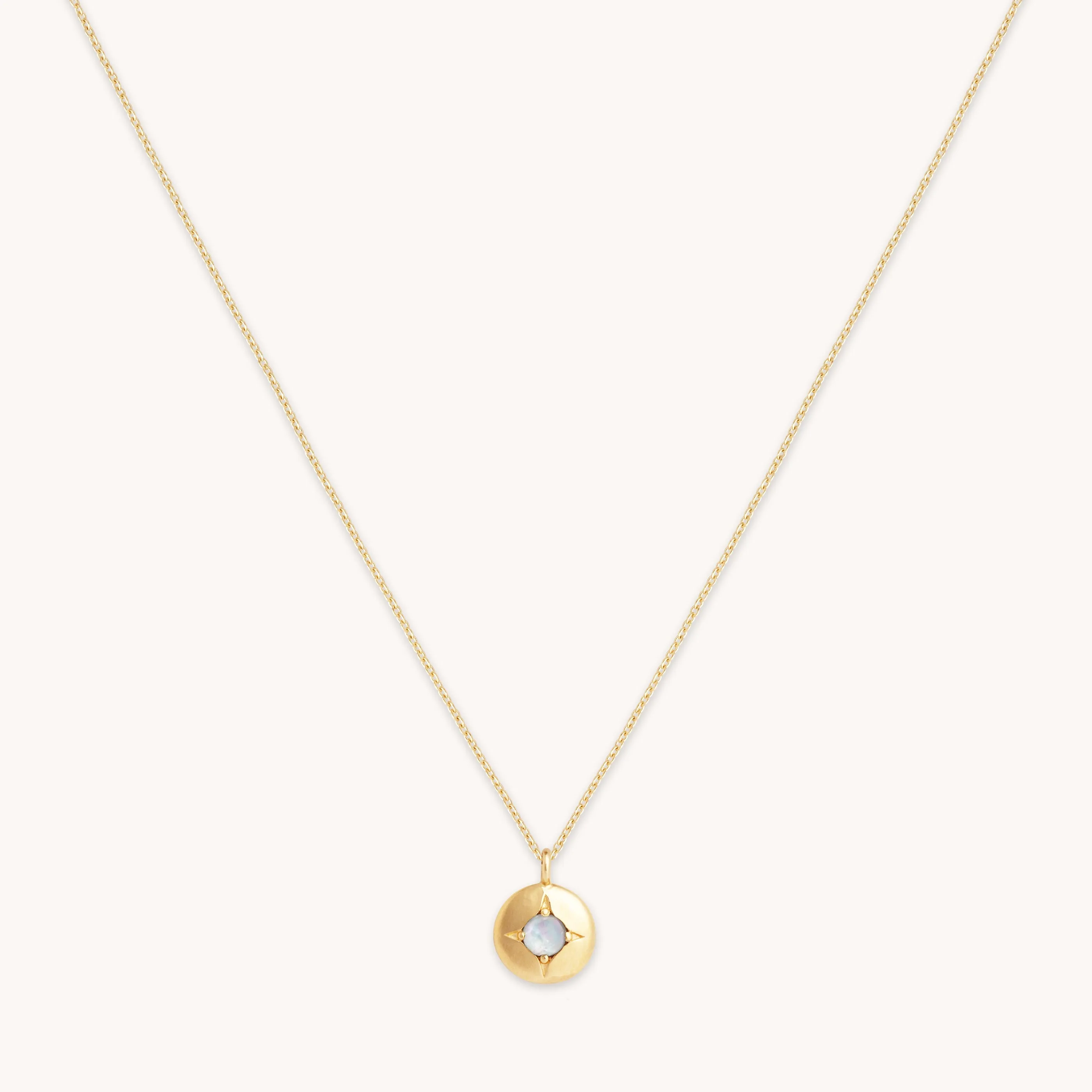 June Moonstone Birthstone Necklace in Solid Gold