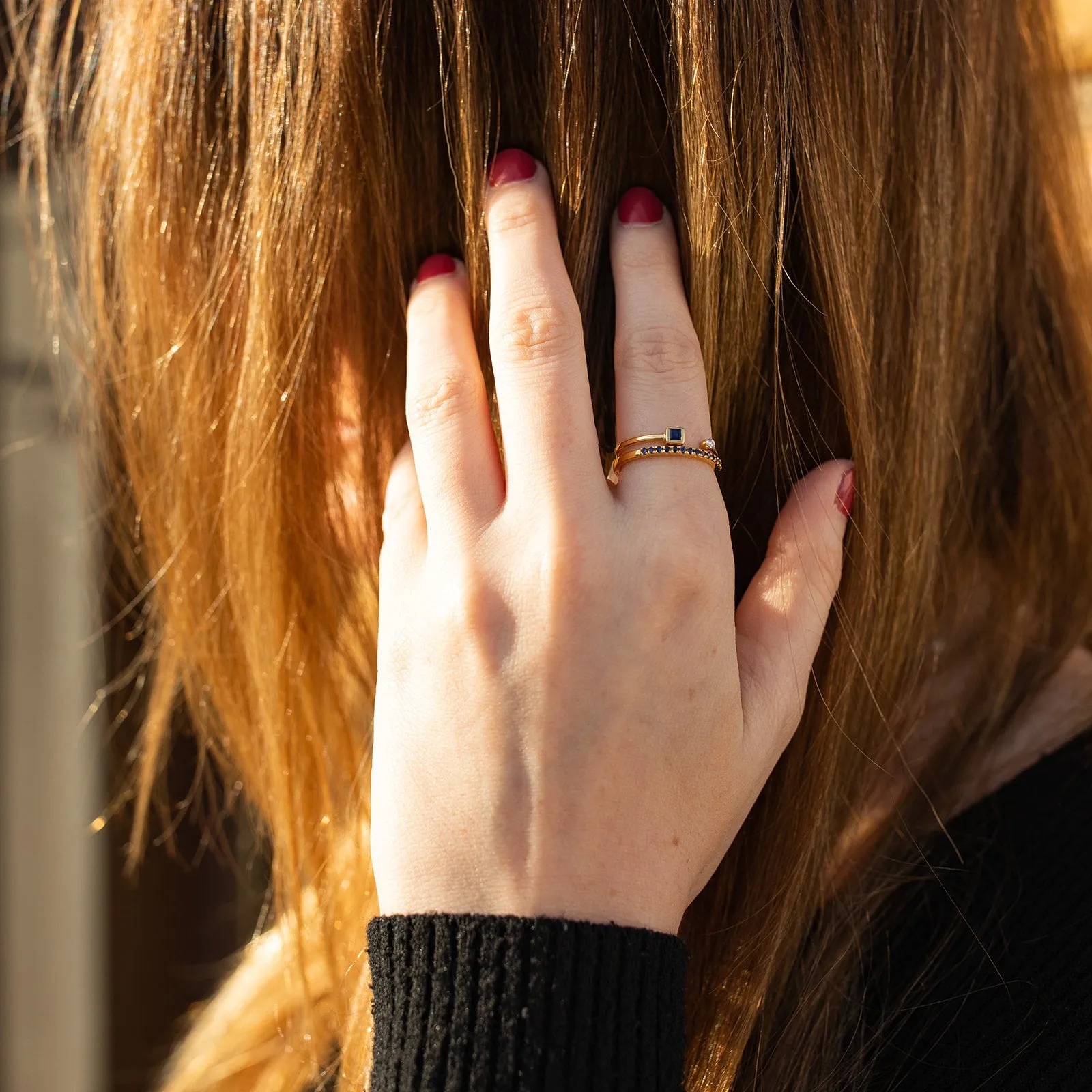 Kate, Diamond and Sapphire Ring, 14K Yellow Gold