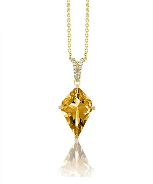 Kite-Shaped Citrine and Diamond Necklace by Lisa Nik