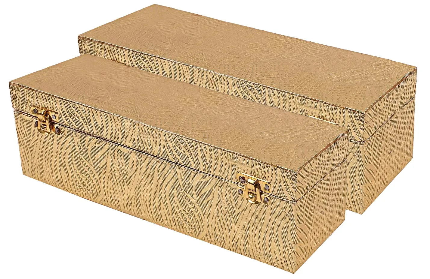 Kuber Industries Wooden 2 Pieces One Rod Bangle Storage Box (Gold) -CTKTC8706