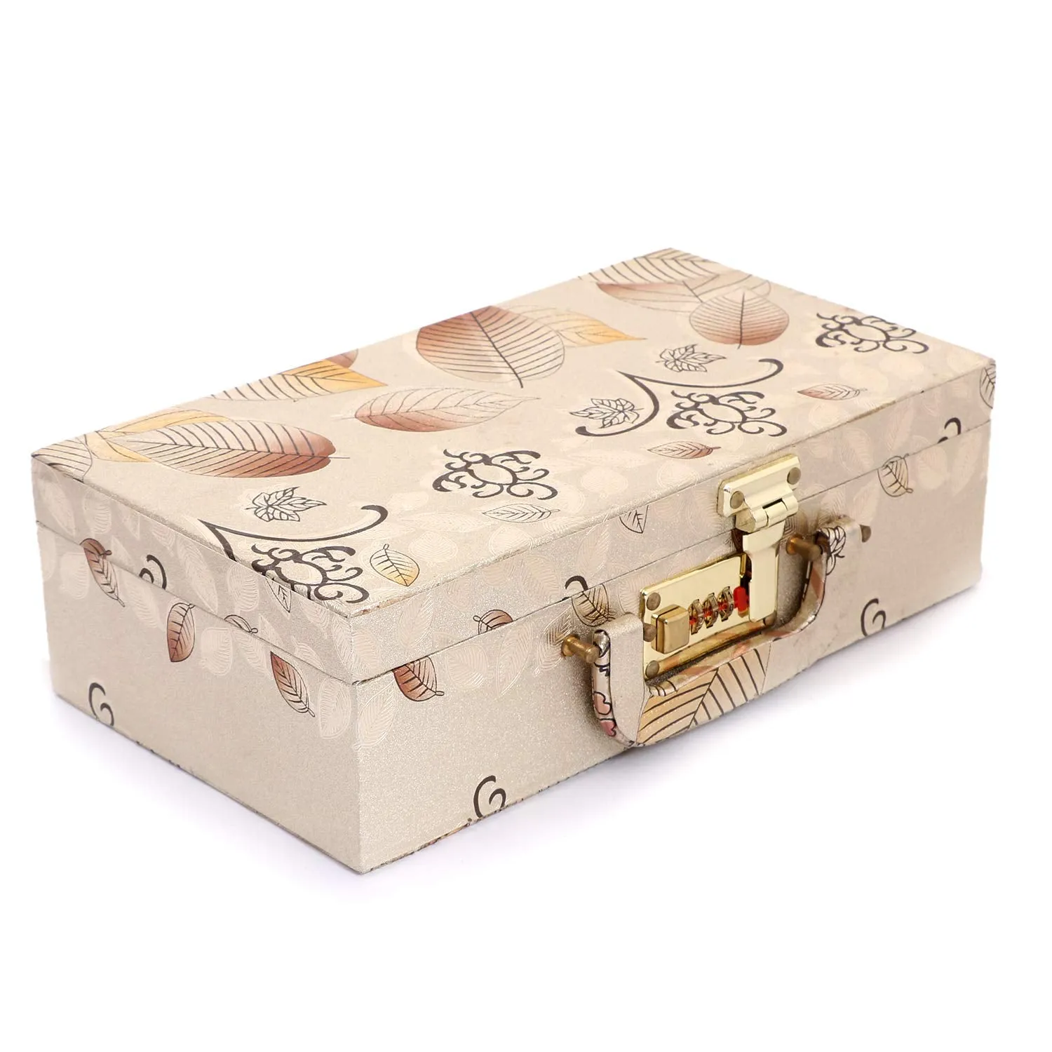 Kuber Industries Wooden Two Rod Bangle Storage Box, (Gold) - CTKTC030648