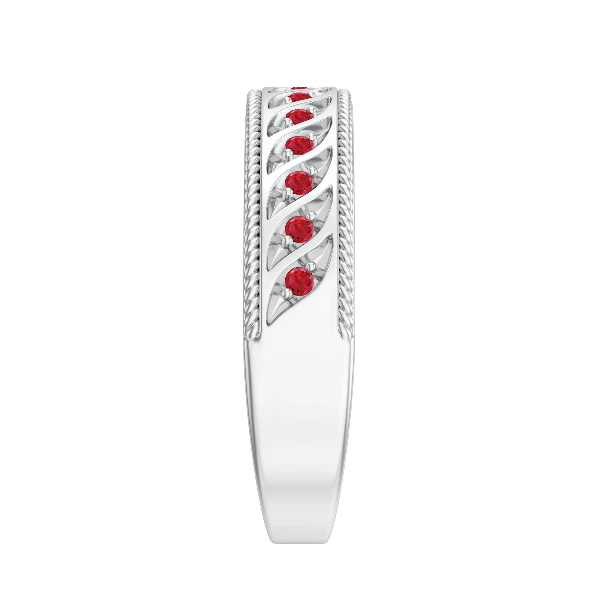 Lab-Created Ruby Designer Wedding Band Ring in Gold