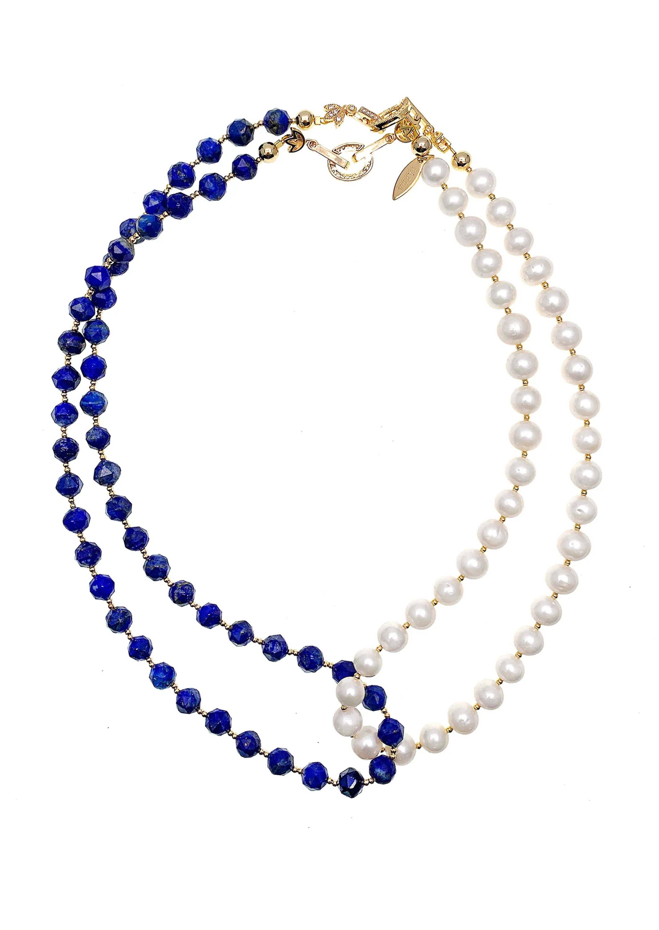 Lapis & Freshwater Pearls Versatile Necklace HN001