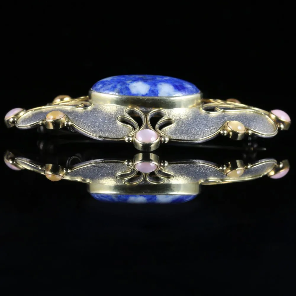 Lapis Lazuli Moonstone Opal Large Brooch Silver