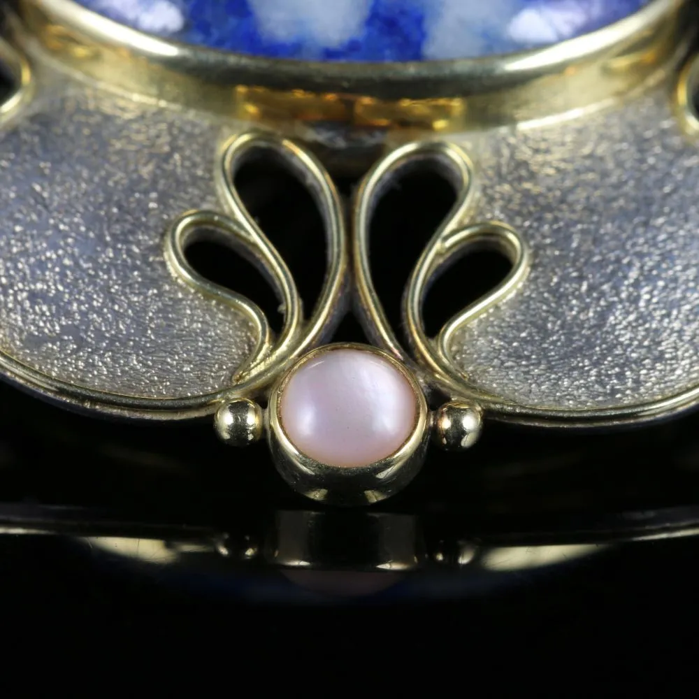 Lapis Lazuli Moonstone Opal Large Brooch Silver