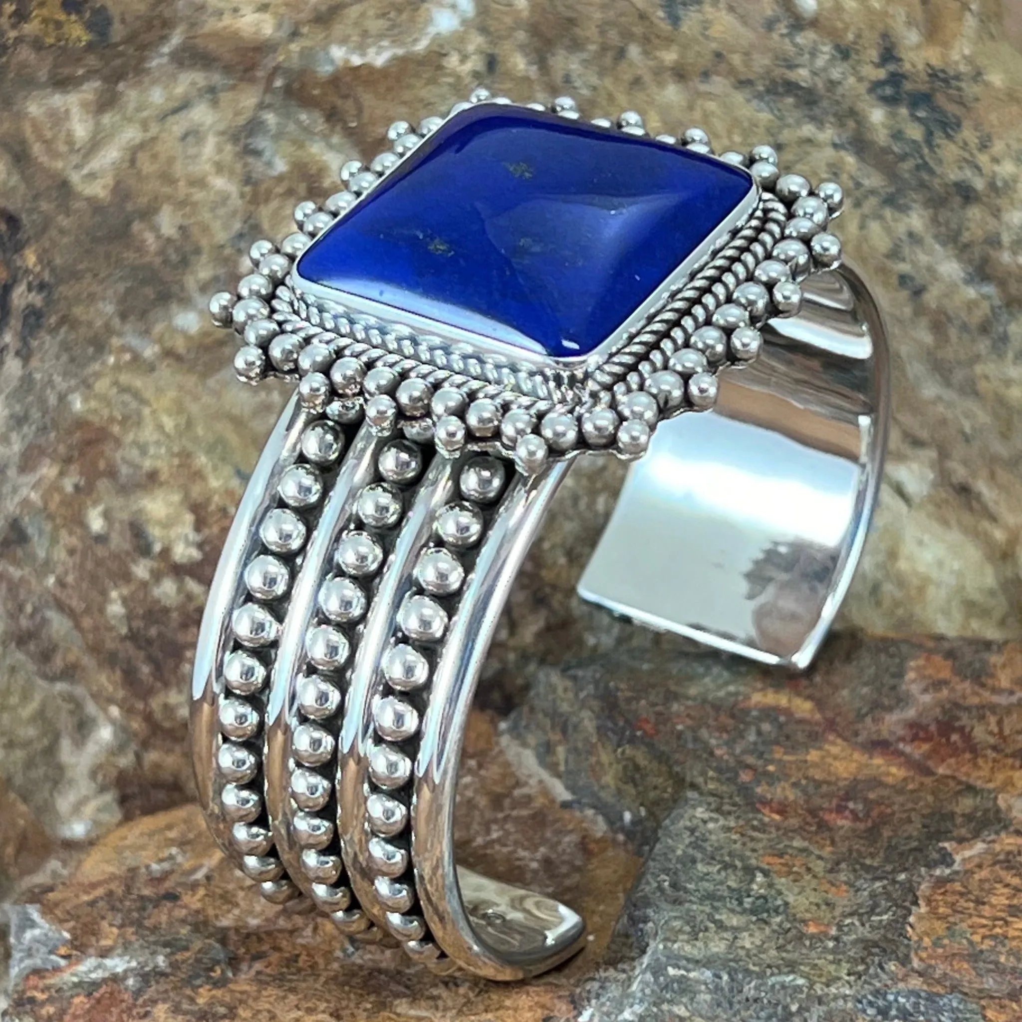 Lapis Sterling Silver Bracelet by Artie Yellowhorse