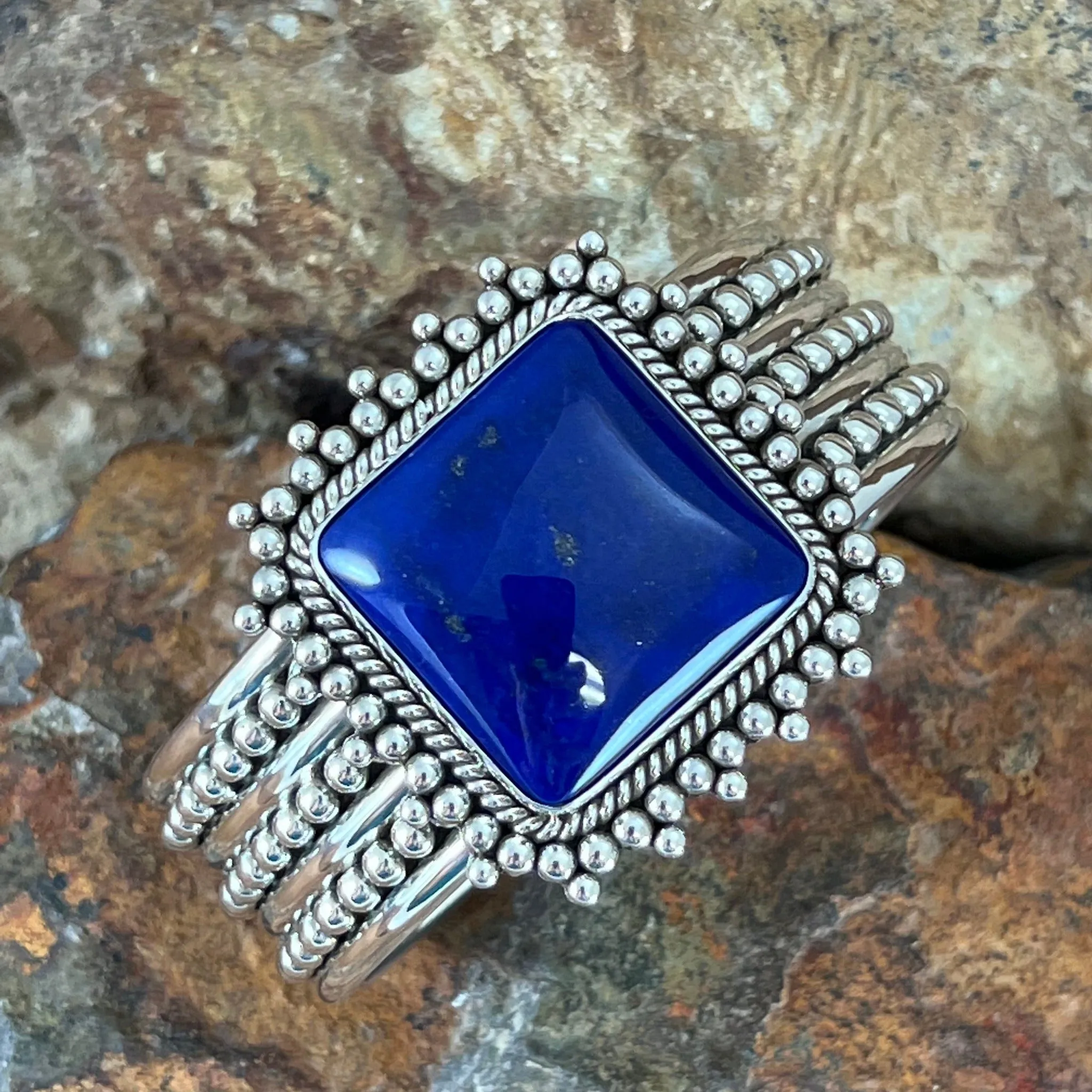 Lapis Sterling Silver Bracelet by Artie Yellowhorse