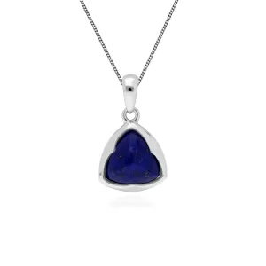 Lapislazuli Anhänger, Sterlingsilber Prism Zuckerleib Lapislazuli Anhänger auf 45cm Kette