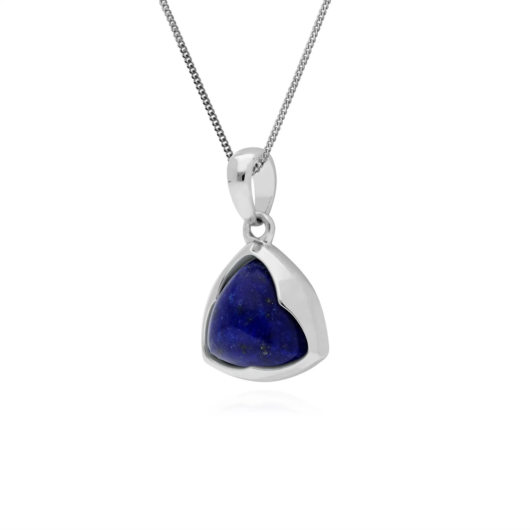 Lapislazuli Anhänger, Sterlingsilber Prism Zuckerleib Lapislazuli Anhänger auf 45cm Kette