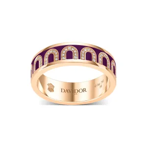 L'Arc de DAVIDOR Ring MM, 18k Rose Gold with Aubergine Lacquered Ceramic and Arcade Diamonds