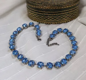 Light Sapphire Blue Riviere Necklace - Small Round