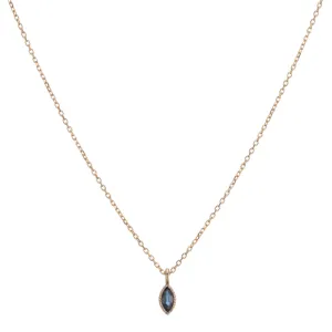 Marquise Blue Sapphire Wisp Necklace