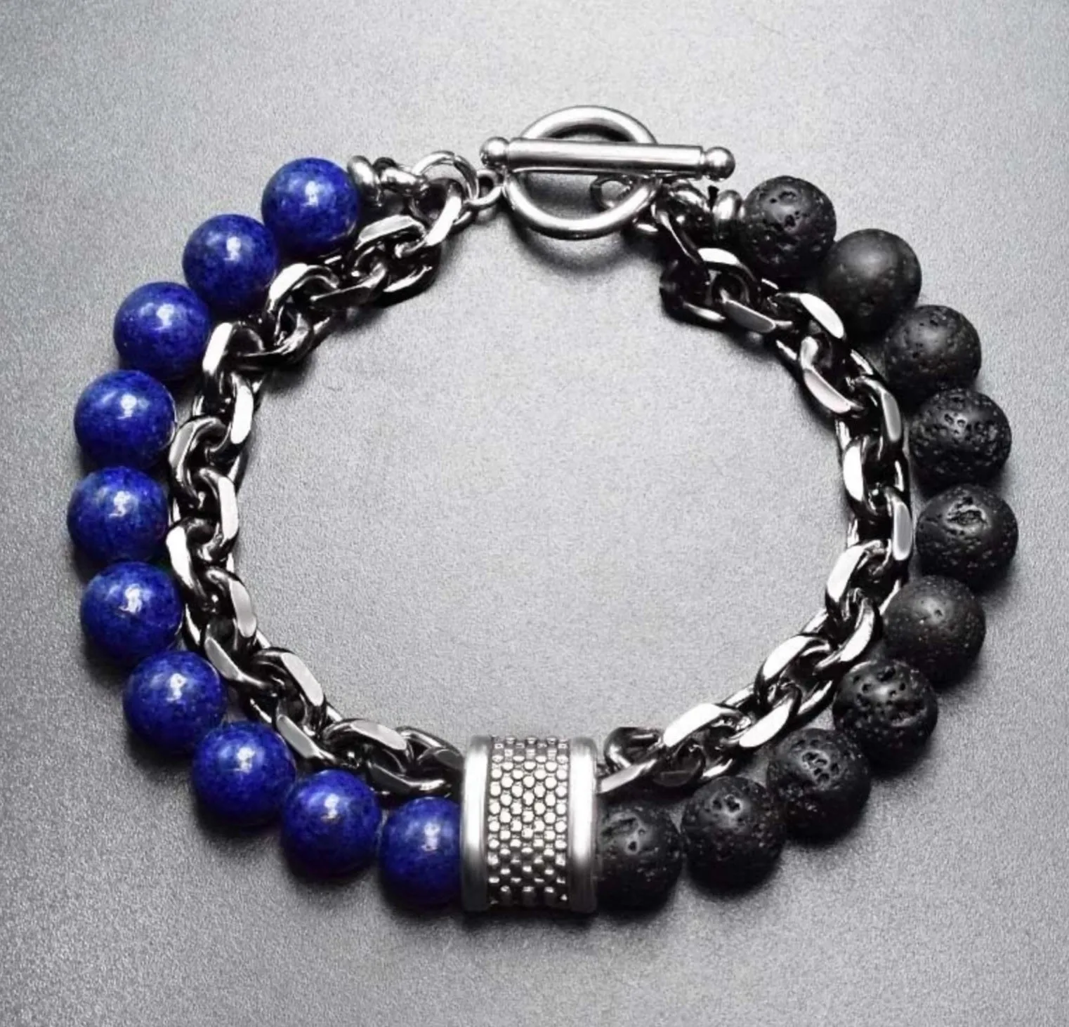 MEN'S CHAIN AND BEAD BRACELET