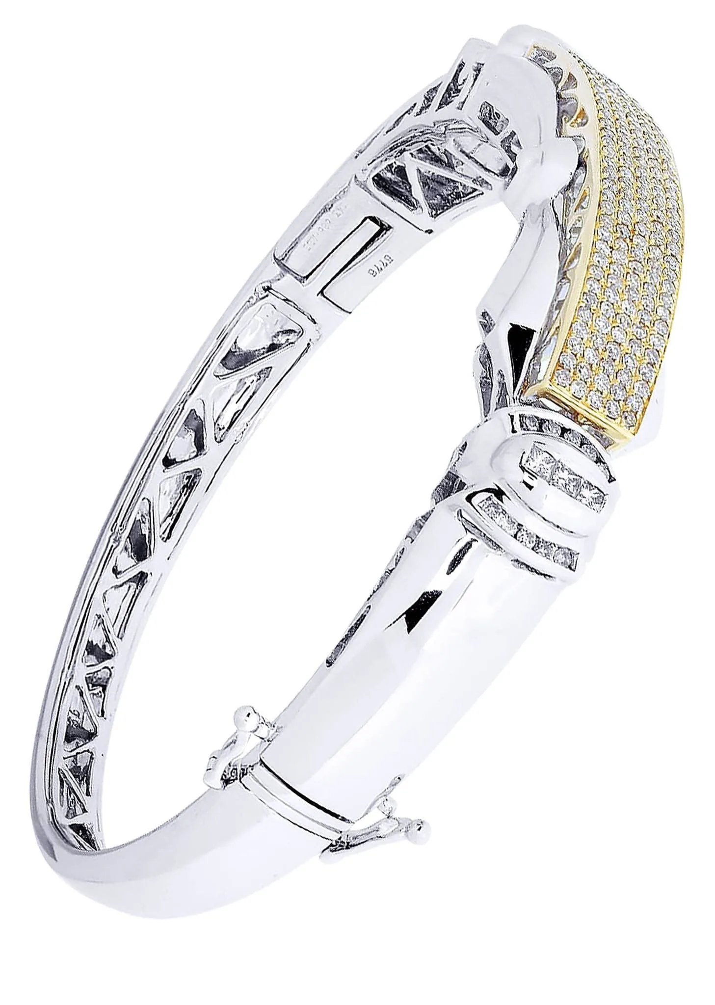 Mens Diamond Bangle White Gold| 1.92 Carats| 37.88 Grams