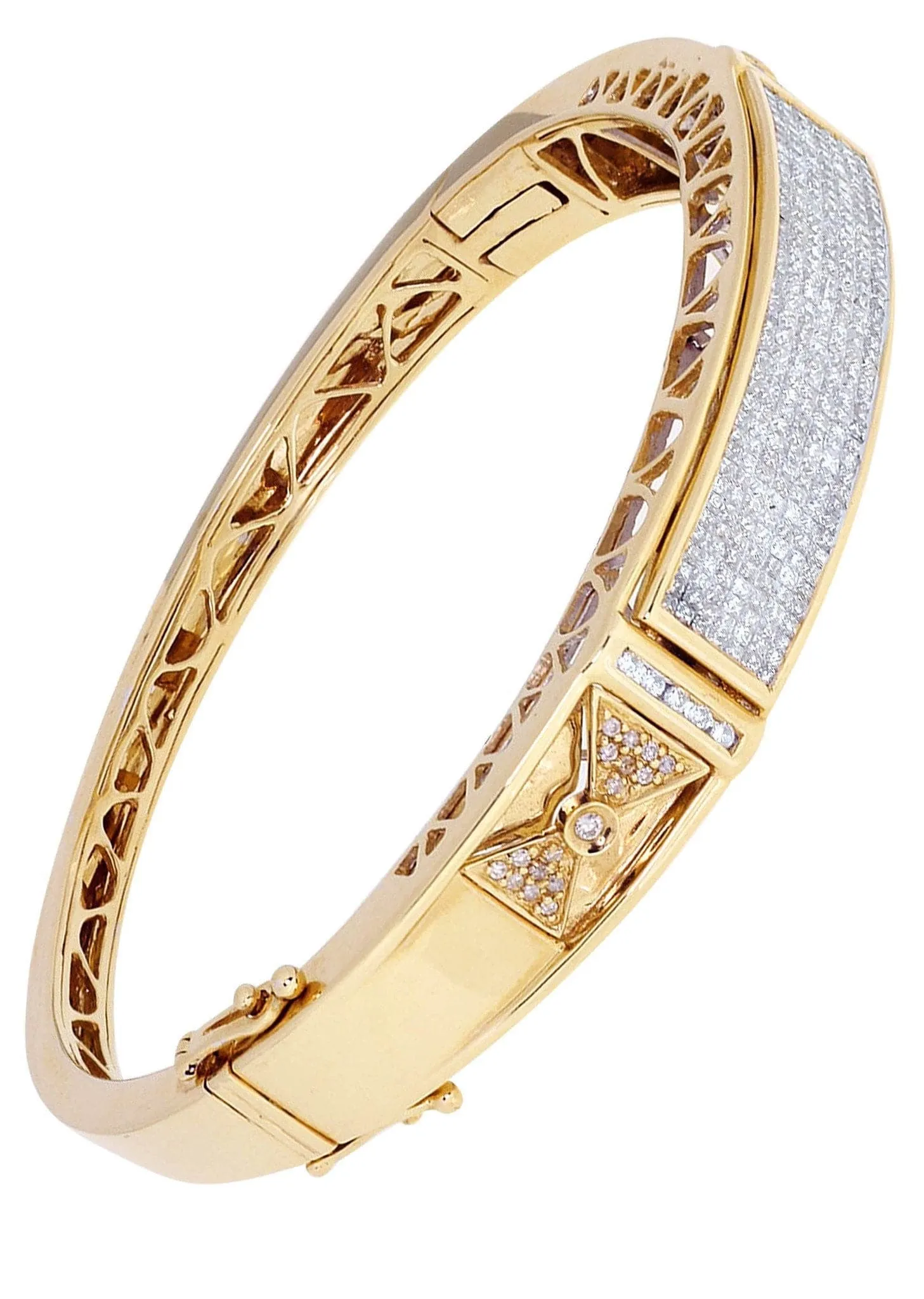 Mens Diamond Bangle Yellow Gold| 2.68 Carats| 34.31 Grams