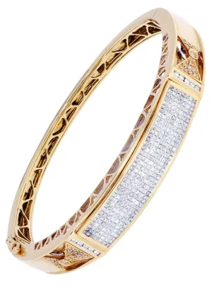 Mens Diamond Bangle Yellow Gold| 2.68 Carats| 34.31 Grams