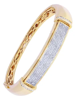 Mens Diamond Bangle  Yellow Gold| 2.97 Carats| 38.85 Grams