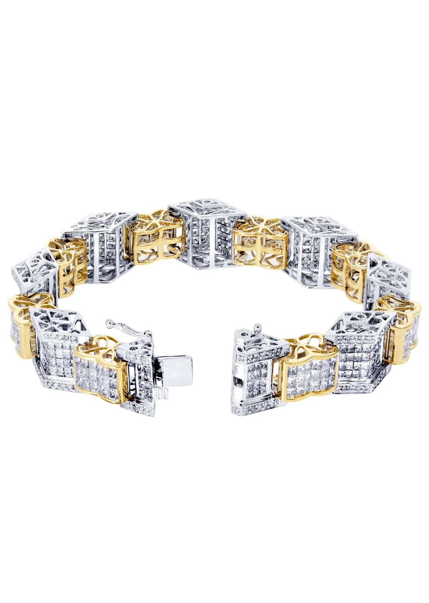 Mens Diamond Bracelet Yellow Gold| 13.65 Carats| 44.48 Grams