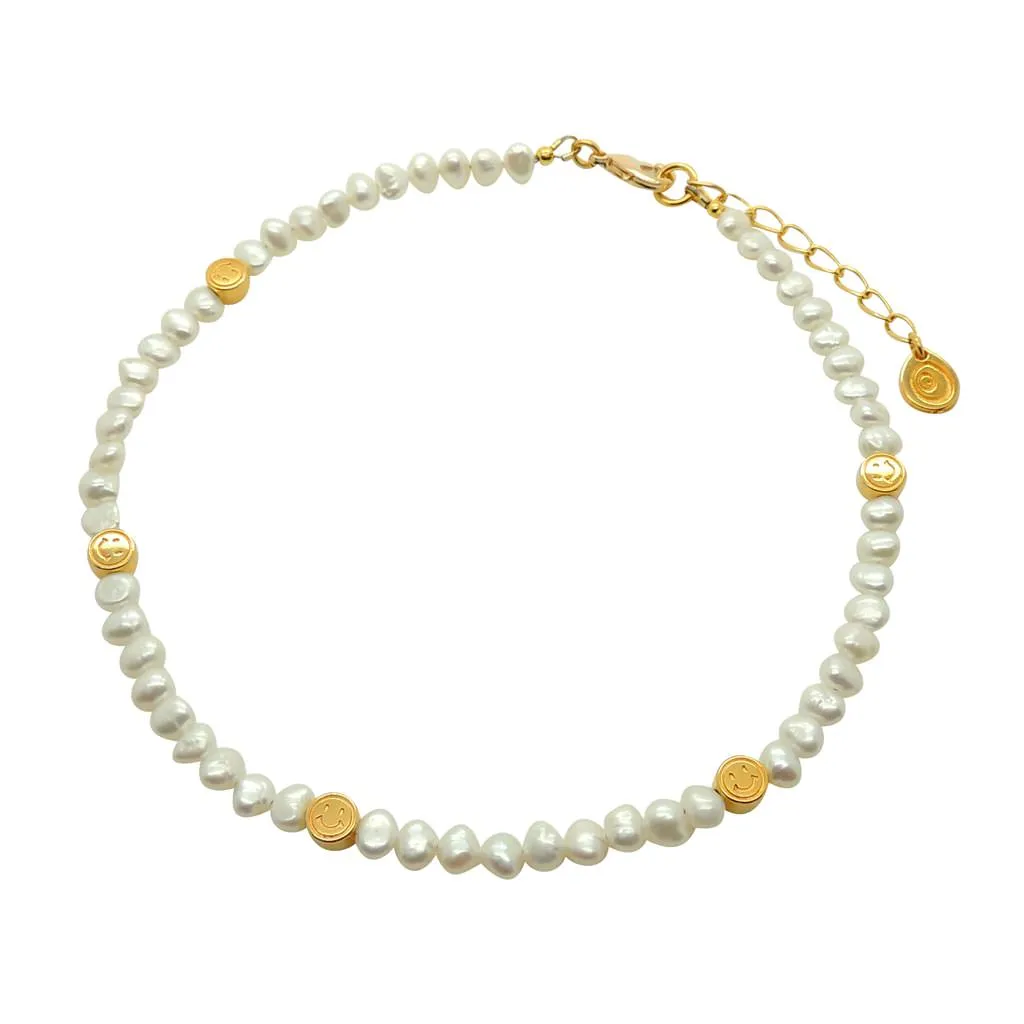 Midas Smiley Charm Freshwater Pearl Choker